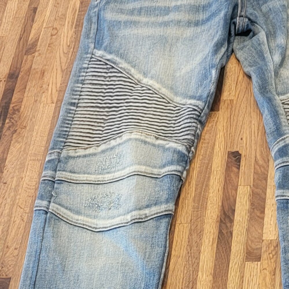 Men's Forever 21 Stacked Skinny Zip Leg Closure Blue Jeans - Picture 4 of 14